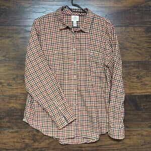 St. John's Bay Women's Flannel Shirt - Long Sleeve Button Up Plaid - Size XL